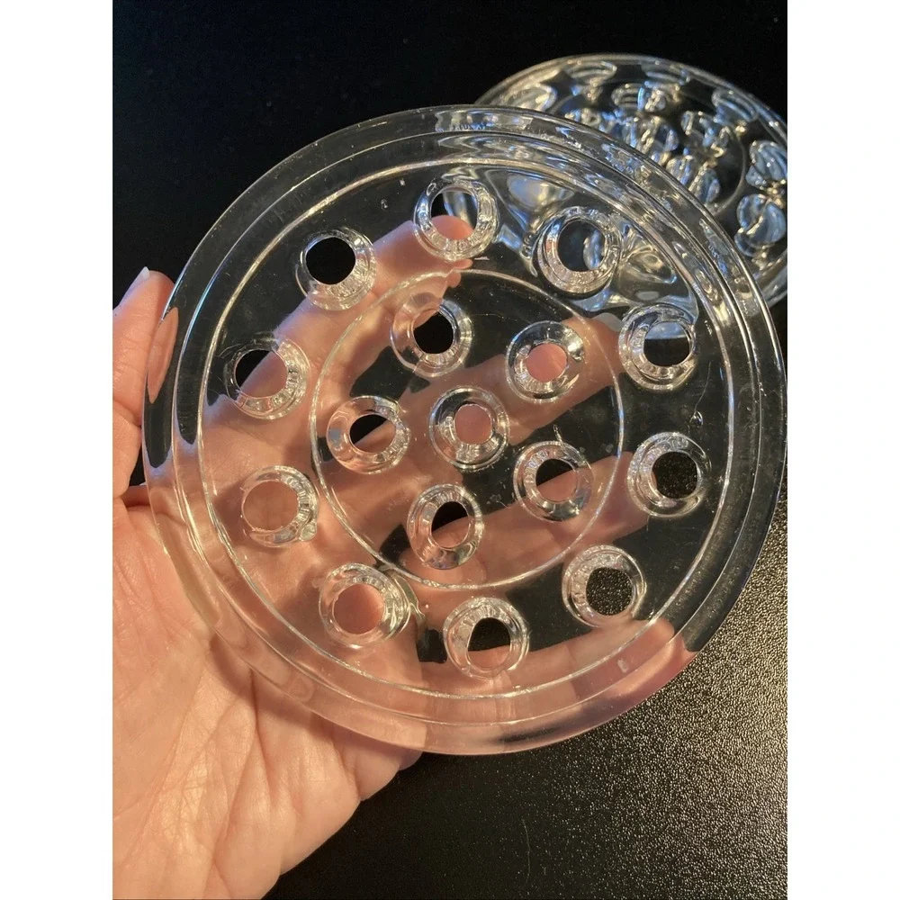 Lot 3 Vintage Clear Glass Flower Frogs 5